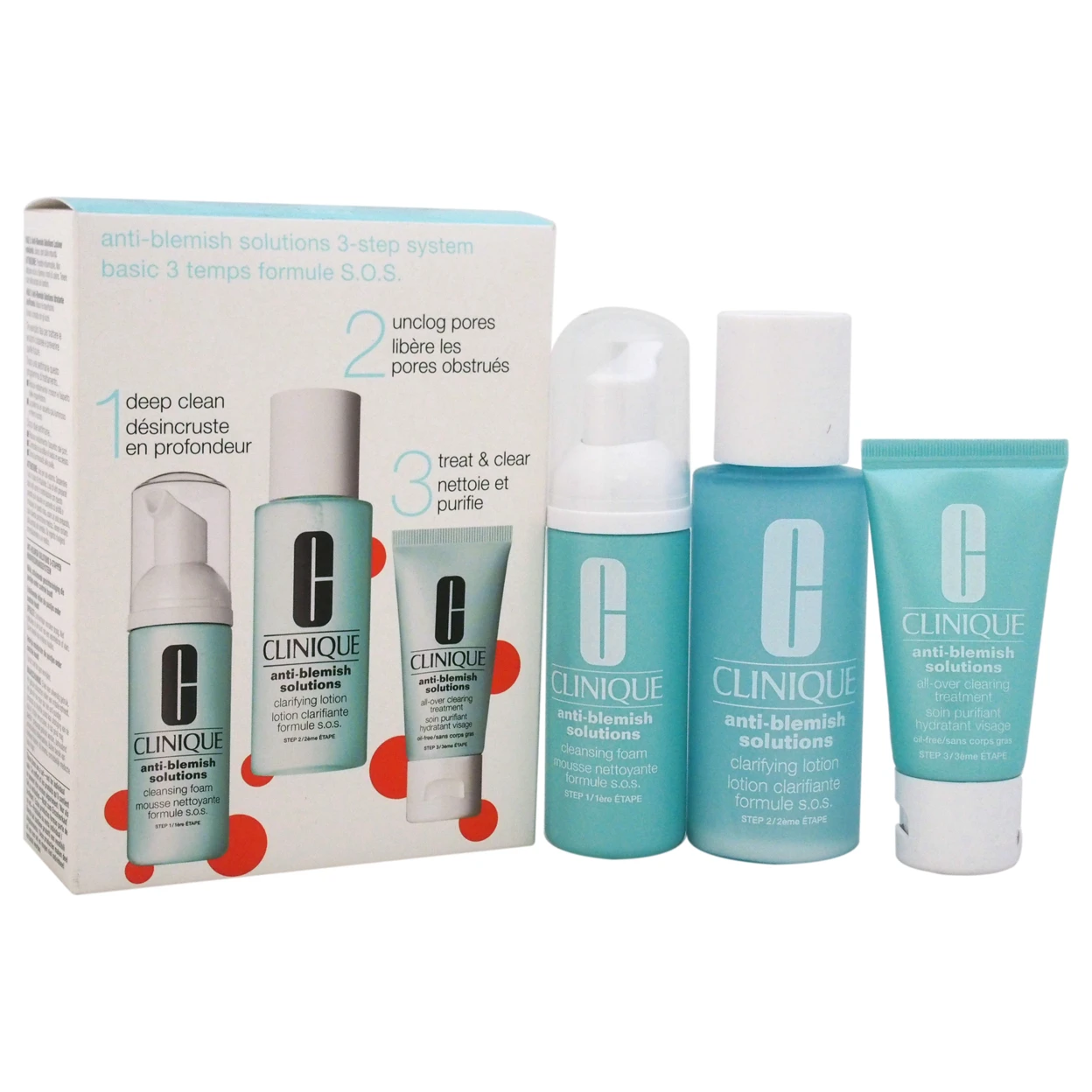 Bliv oppe sund fornuft beslag Anti-blemish Solutions 3-step System Clinique 3 Pc Kit 1.7oz Cleans Foam,  3.4oz Clarifying Lotion , 1oz All-over Clearing Tre... - Sets - AliExpress