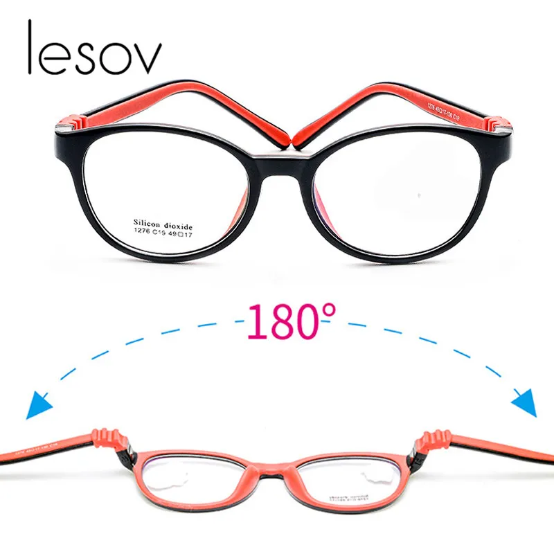 

Lesov Silicone Big Frame Eyeglasses Frames For Boys Girls Flip Flexible Silicone Clear Myopia Glasses Cartoon Kid Eyewear Frame