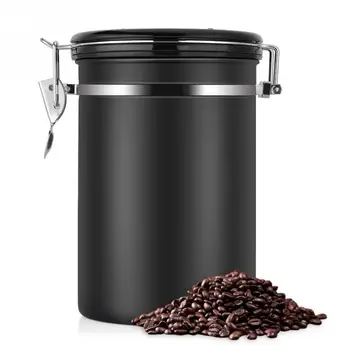 

Coffee Can Coffee Container Large Airtight Stainless Steel Tea Storage Chests Black Kitchen Storage Canister Coffee Tea Caddies