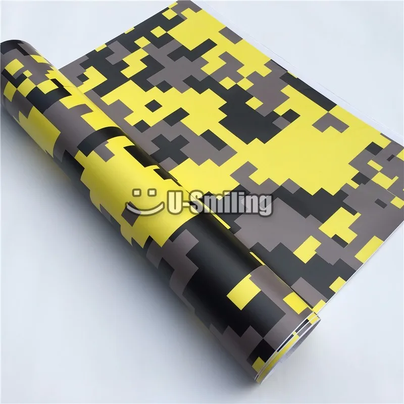 Pixel Yellow Camo виниловая пленка для автомобиля рулон наклейки Наклейка на фольгу лист