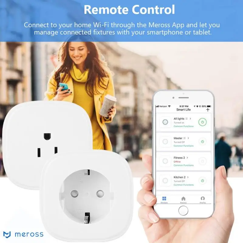 

US EU Smart Plug WiFi Socket Smart Remote Control Outlet Socket with Electricity Detection Function Home Office Electric Socket