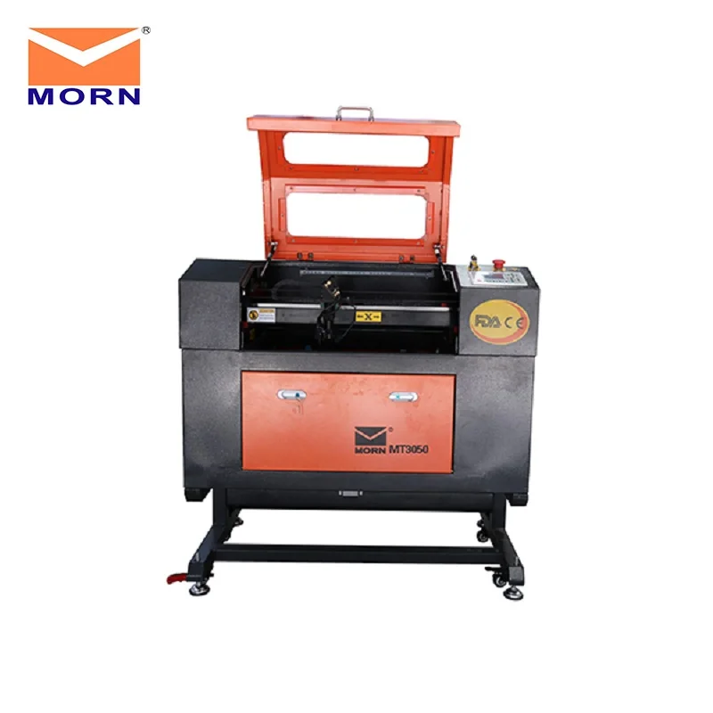 50W MORN high quality mini laser cutting engraving machine with aluminum table electrical lift table