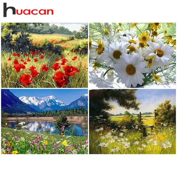 

Huacan Full Display Diamond Embroidery Natural Rhinestone Mosaic Diamond Painting Flowers Full Square Drill Cross Stitch Hobby