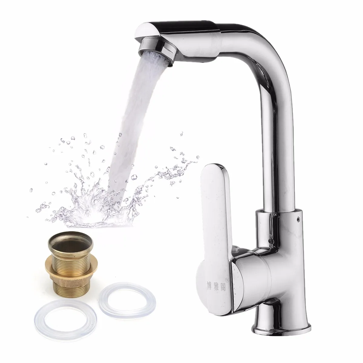 

Xueqin 1 PC Chrome Kitchen Faucet Single Hole Roatation Rotating Handle Cold And Hot Water For Kitchen And Bathroom Basin