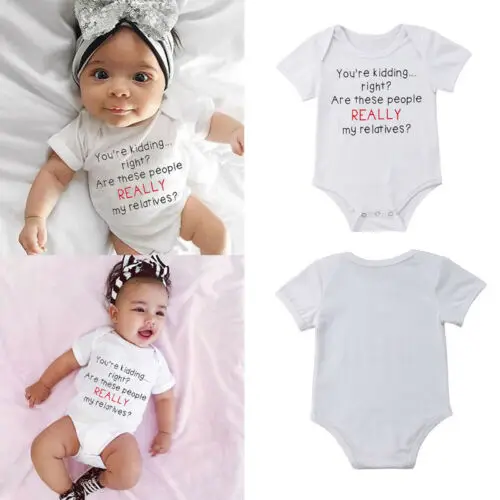 

Newborn Infant Baby Girl Boy Clothes White + Letter Short Sleeve Bodysuit Jumpsuit Playsuit Outfits Set