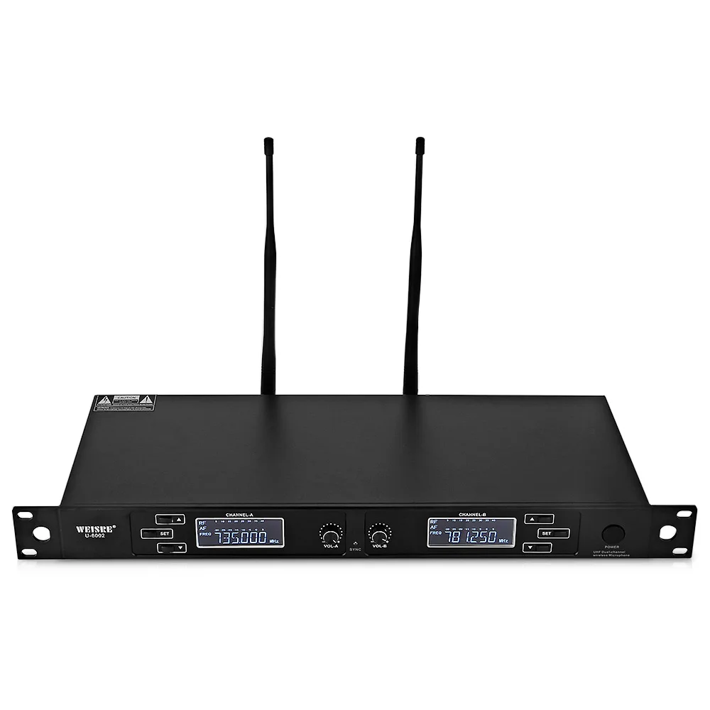 WEISRE U-6002 لاسلكية UHF ميكروفون نظام 2 يده ميكروفون و LCD استقبال للمنزل KTV 2 قنوات
