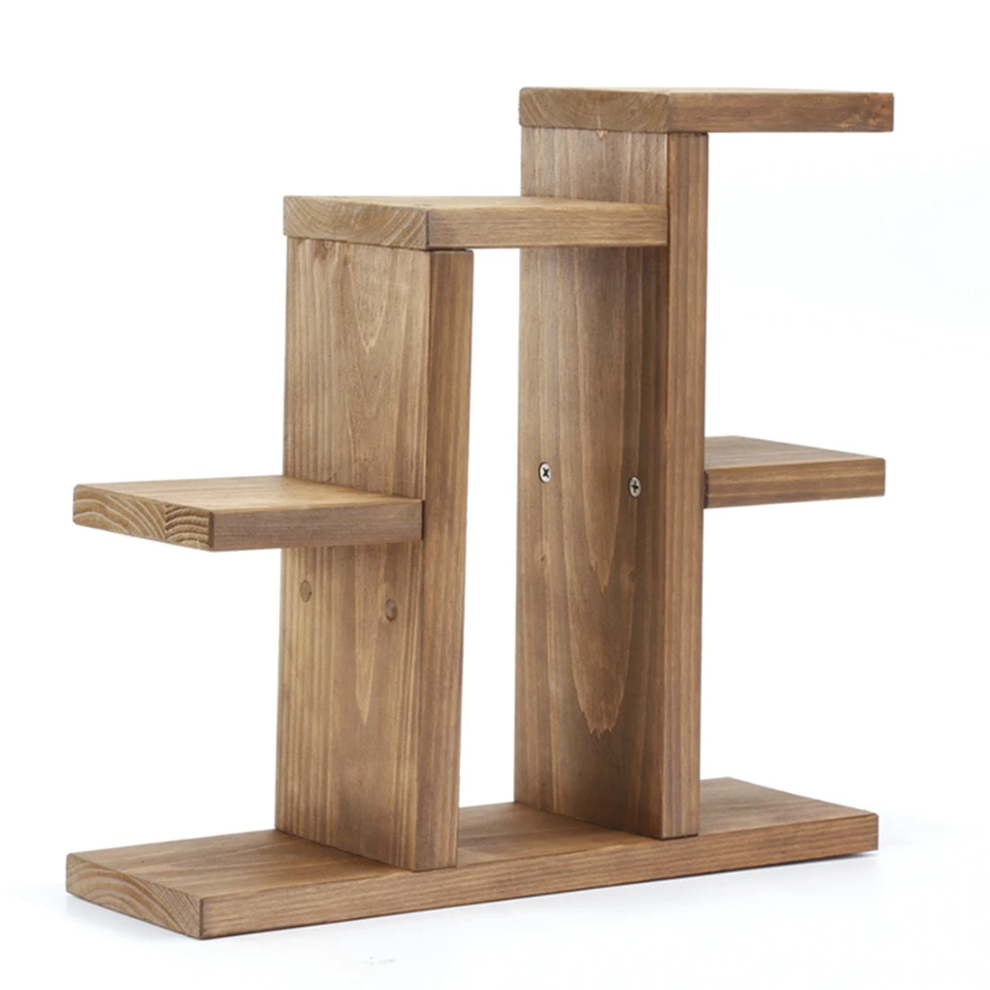 

HIPSTEEN 1 Pcs Creative Tabletop Succulent Plants Mini Storage Rack Office Sill Pot Frame Stand Shelf Wood Color/Coffee