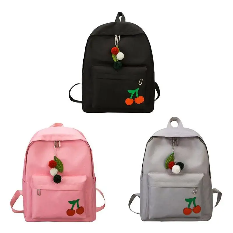 

Simple Women Girls Canvas Backpacks Shoulder School Bags Female Travel Casual Zipper Rucksacks Student Cute Cherry Satchel Z70