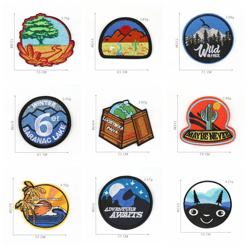 

1PCS Originality Desert cactus Round Badges Punk Banana earth Appliques Iron On Clothes Bags Decor Diy Scenery Badges Patches