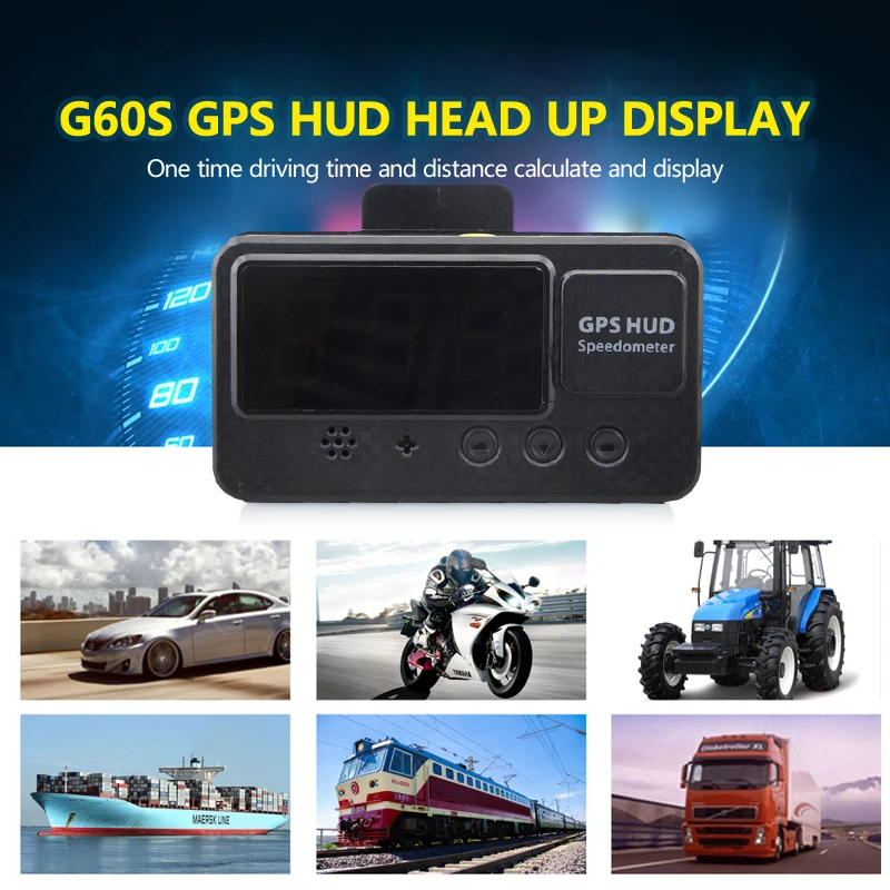 

12V 24V C60S Universal Car Hud GPS Speedometer Digital Head Up Display With Over Speed Alarm MPH KM/H New Car Accessories