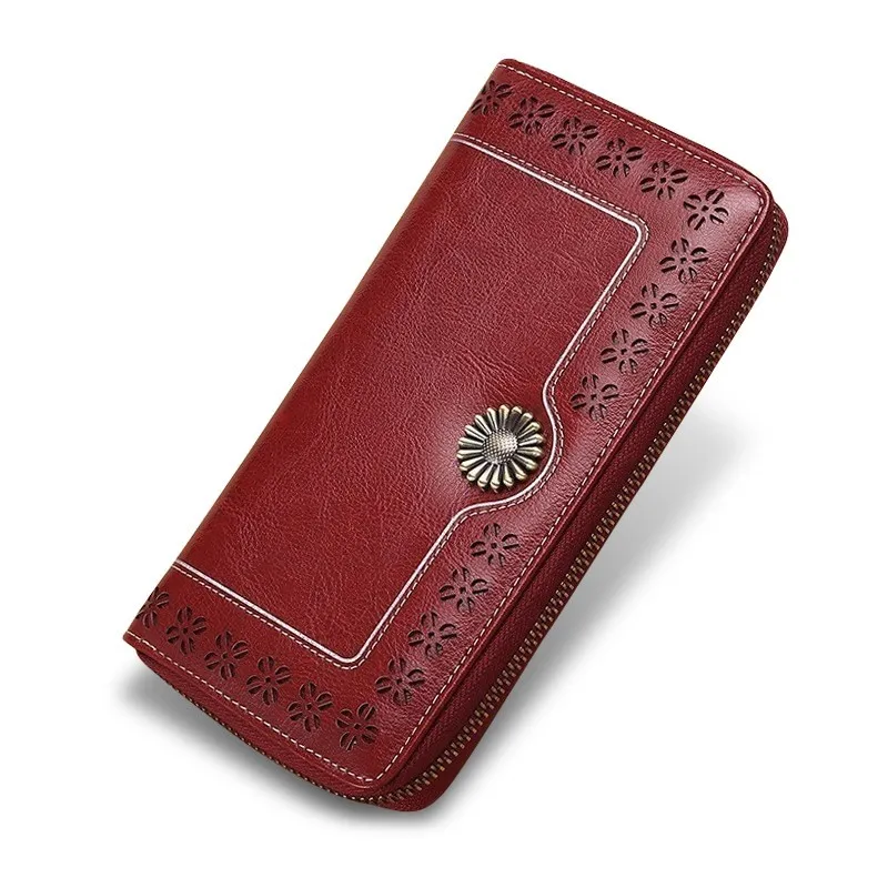 

Fashion Female Card Holder Genuine Leather Wallets Women Wallet Coin Purse Zipper Long Money Pocket Clutch Bag Carteira Feminina