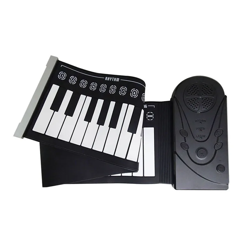 

New 49 Keypad Black Beginner Practice Player Musical Instrument ABS+silica gel Soft Portable Folding Piano Gift Kids's Toy