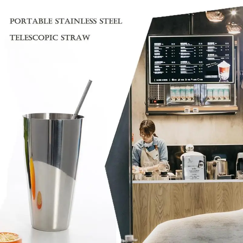 

Reusable Stainless Steel Retractable Folding Drinking Straw Portable Collapsible Straws Bar Wine Accessory Wholesale