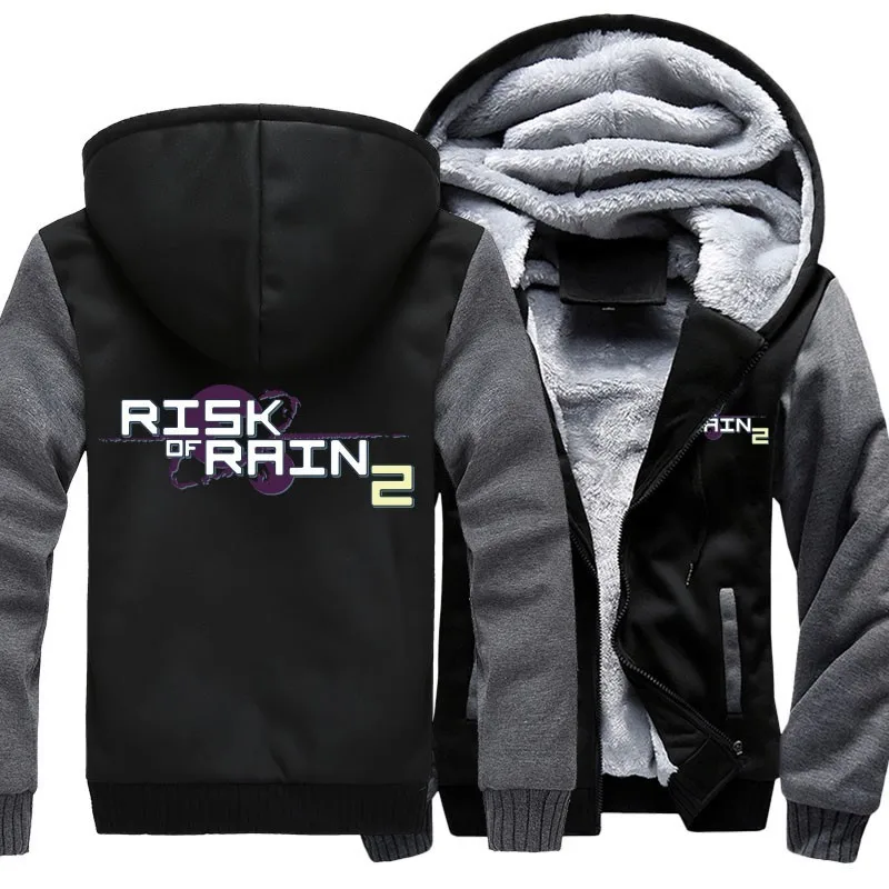 

US size Men Women Hoodies for Game Risk of Rain 2 Coat Zipper Hoodie Thicken Cosplay Jacket Sweatshirts