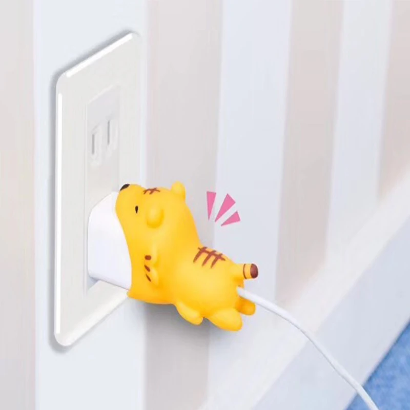 Cartoon Cute Animal Charger Protector For iPhone US Plug Big Cable Bite Protection Cover Cute Charger Protective Cable Winder