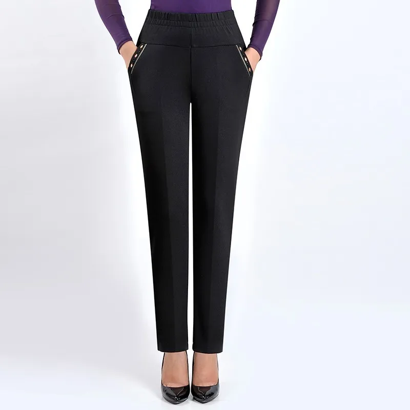 

Winter Pants Middle Aged Women's Warm Velvet Thick Straight Pants For Women Loose Autumn Causal Trousers Plus Size XL-5XL