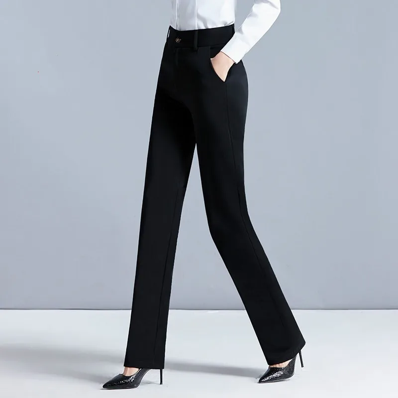 

Women Black Pants 2019 Spring Summer Casual High Waist OL Straight Pants Office Full Length Trousers Plus Size 5XL