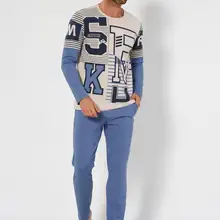 Черный жемчужный Мужской Хлопковый пижамный комплект 54090