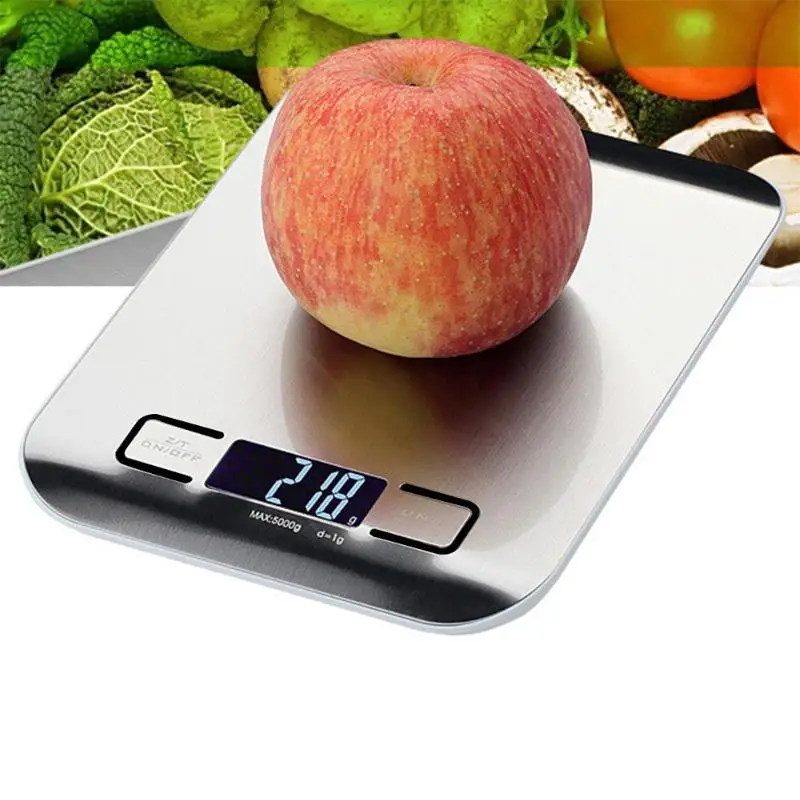 

5kg/1g Electronic LCD Digital Kitchen Scale Stainless Steel Weighing Scale LCD High Precision Measuring Tools Kitchen Gadget