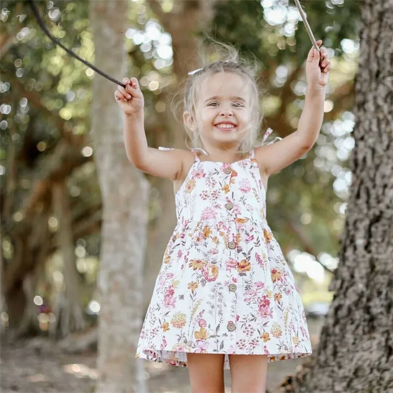 

girls summer dress Strap Floral Holiday Beach Dresses kids dress baby girl clothes roupa menina party dress for kids girl