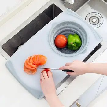 

2019 NEW Innovative Chopping Board Detachable Folding Drain Basket Multi-Function 2 in 1 Sink Cutting Board Kitchen Tools