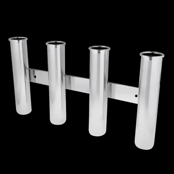 

Stainless Steel 4 Tube Links Fishing Rod Holder Rack Wall Boat Yacht Mounted