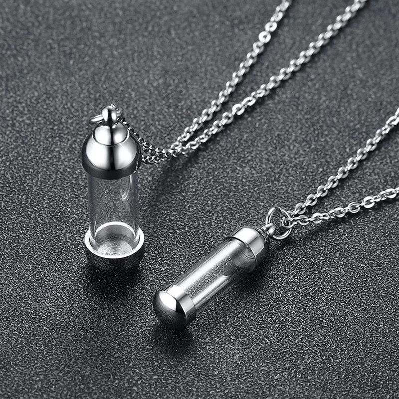 1 fill Secret open Bullet Metal Pendant tube urn locket bottle vial charm Blue 