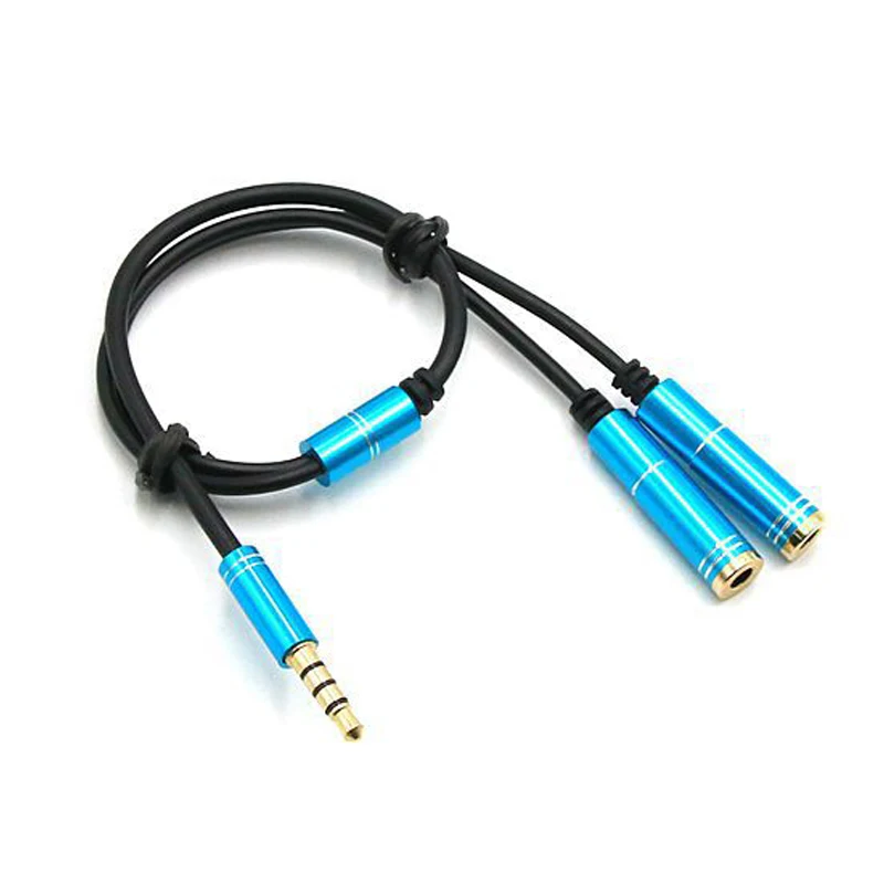 100pcs colourful 3 5mm 1 in 2 couples audio line Earbud Headset Headphone Earphone Splitter For pad Phone Android Mobile MP3 MP4