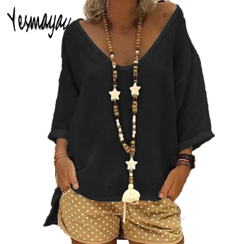 

Oversize T Shirt Women Plus Size 5XL Cotton Linen Casual Summer Top Tshirt Femme Camiseta Mujer 2019 Streetwear Shirts Women