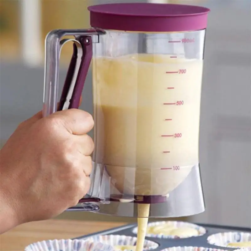 

900ml Batter Dispenser Cup with Scale Plastic Dough Cream Funnel Valve Cooking Cup For Cake Cookie Pancakes Baking Tool