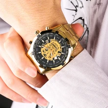 WINNER Automatic Original Watch Men's Skeleton Skull Dial Mechanical Military Wrist Watch Gold Watches for Men Men's Wrist Watch WINNER Automatic Original Watch Men's Skeleton Skull Dial Mechanical Military Wrist Watch Gold Watches for Men Men's Wrist Watch