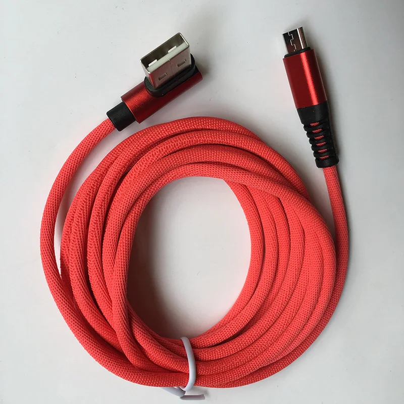 KKREFF 2 м 90 градусов цветной тканевый плетеный провод Micro USB кабель для samsung J4 J5 J6 J7 Xiaomi Redmi Note 5 зарядный кабель