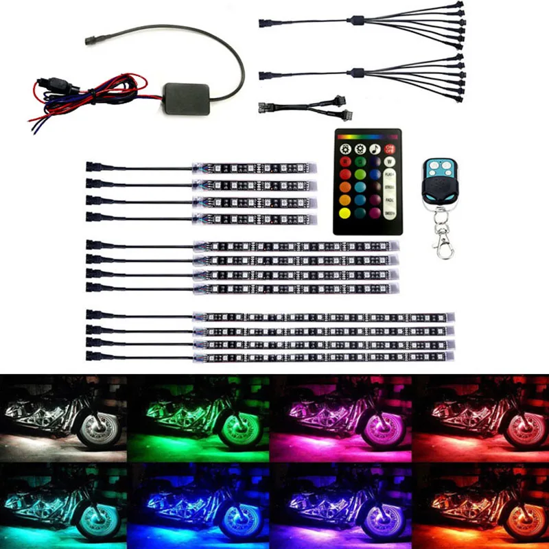 12 шт Мотоцикл 1 Драг Многоцветный свет бар Rgb Голосовое управление Музыка Led