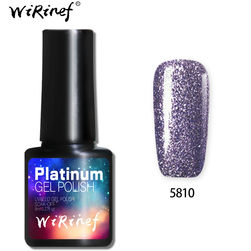 

WiRinef Glitter Platinum Gel Nail Varnish Shiny Long Lasting Bright UV Nail Gel Polish Soak Off Nail Lacquer Glue