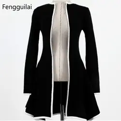 Кардиган Белый Черный Для женщин 2018 Femme тянуть свитер пальто Для женщин свитера модные осенние с длинным рукавом Дамы Casaco Feminino
