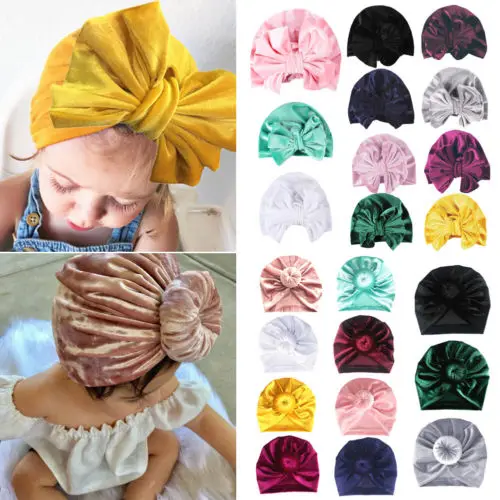 

Pudcoco Toddler Infant Baby Turban Toddler Kids Boy Girl Velvet Hat Lovely Soft Hat