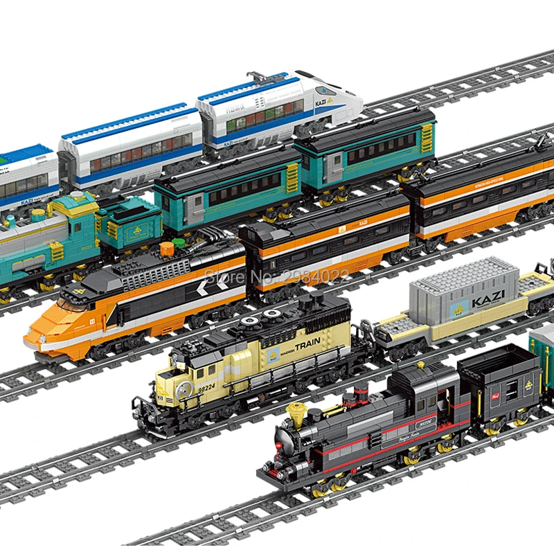 

City Series Compatible LegoING Train Station Rails Set Kits Creator Building Blocks Brick Set Technic Toys For Children Boys