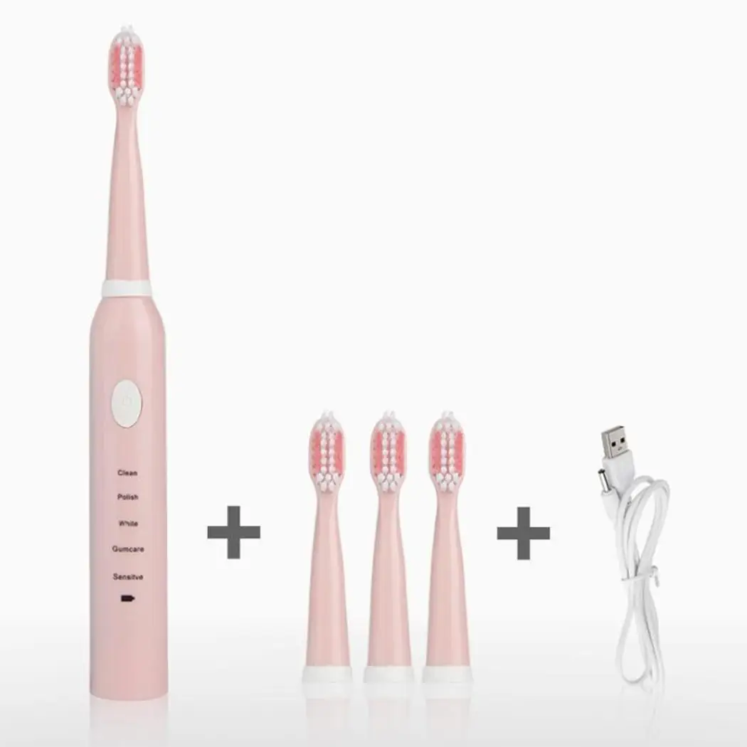 

5 Functions Electric Toothbrush Rechargeable for Adults Children Sonic Teeth Tooth Brush USB Charger 4pcs Toothbrush Head