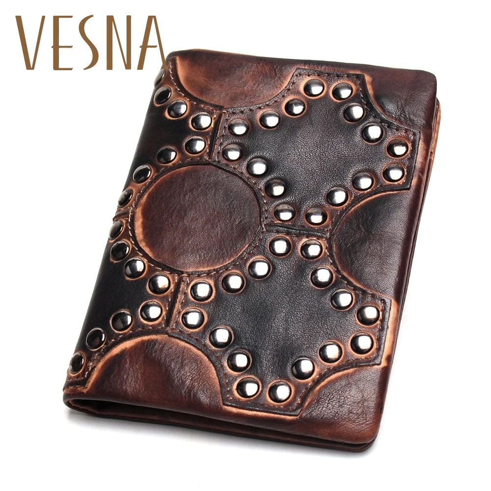 

TAUREN 2019 Men Personality Vintage Wallet Genuine Leather Anchors High Quality Retro Hasp Coin Purse Cowhide Women Coin Purses
