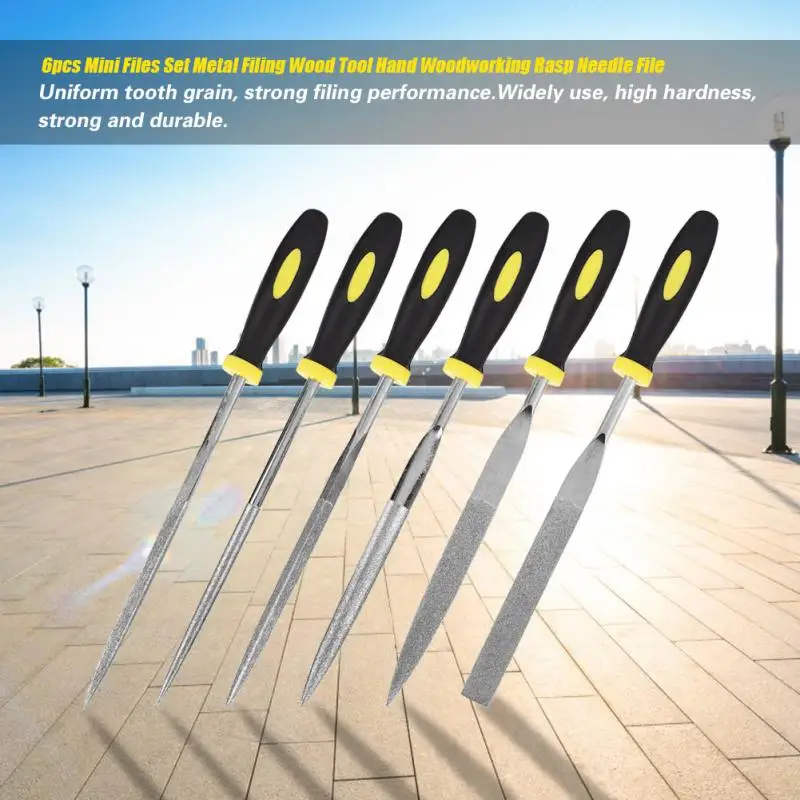6Pcs Mini Files Set Metal Filing Wood Tool Hand Woodworking Files Rasp