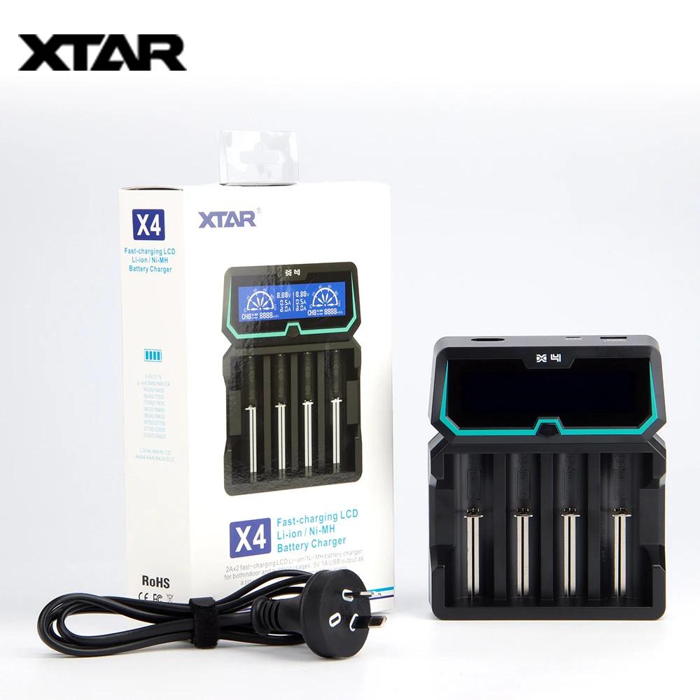 

Original Xtar X4 4-slot Quick Charger with LCD Screen Support 18650 Battery Charge 2A quick charge 4 battery slots No Battery