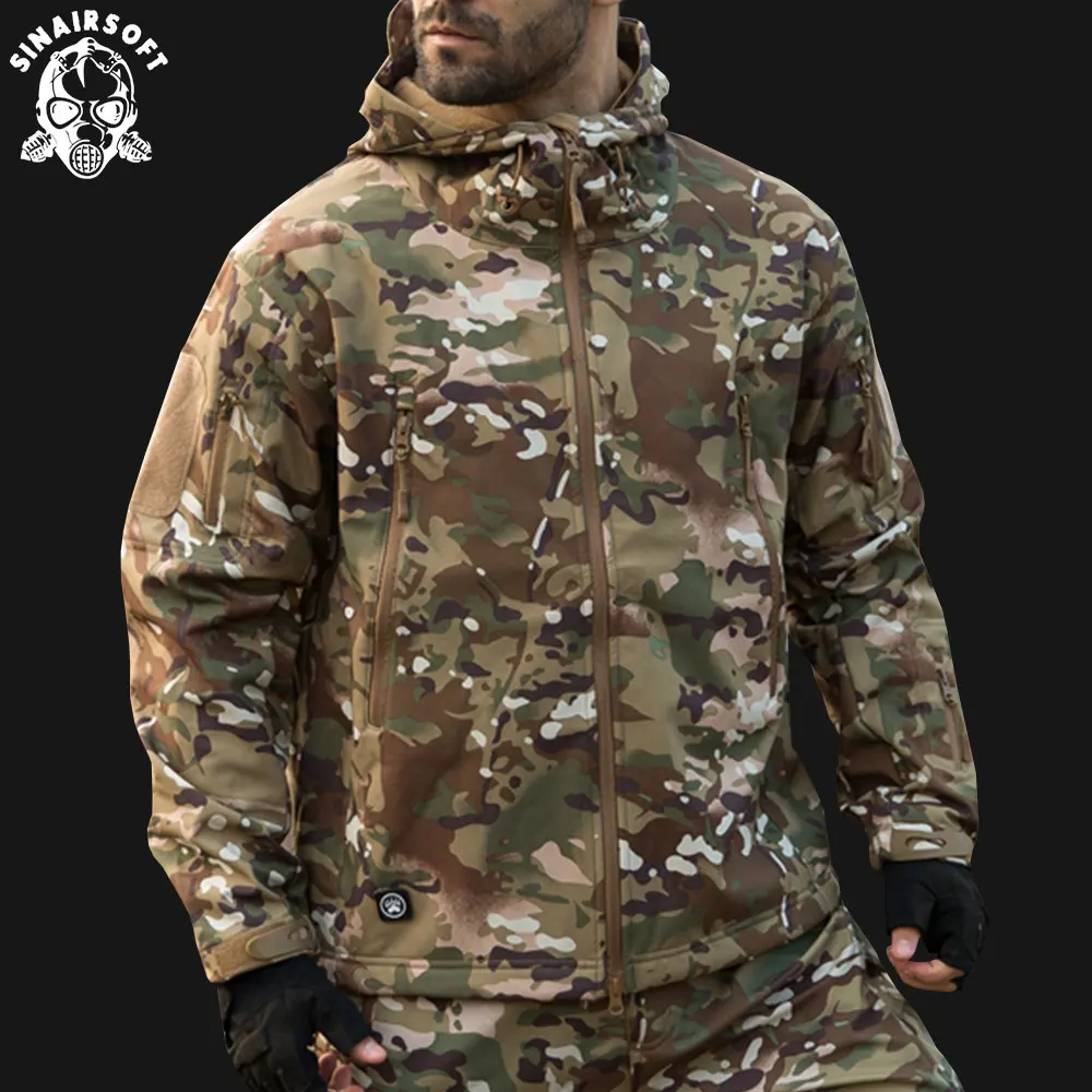 

Tactical Shark Skin Jacket Military Men Softshell Waterpoof Camo Camouflage Windbreaker Army Hood Combat Jacket Male Winter Coat