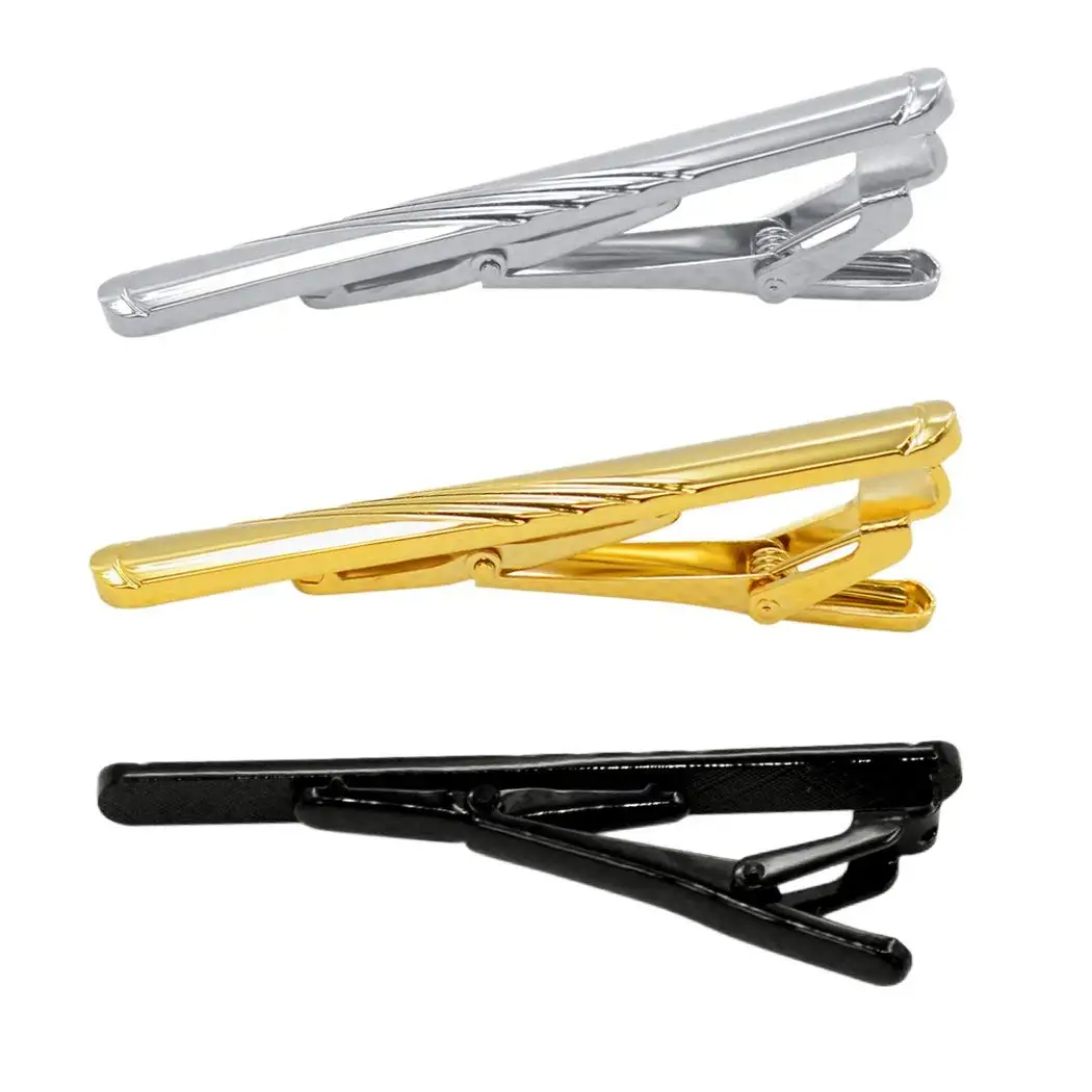 3pcs Tie Bar Clip, Tie Tack Pins Tie Clips Men Silver Gold Black