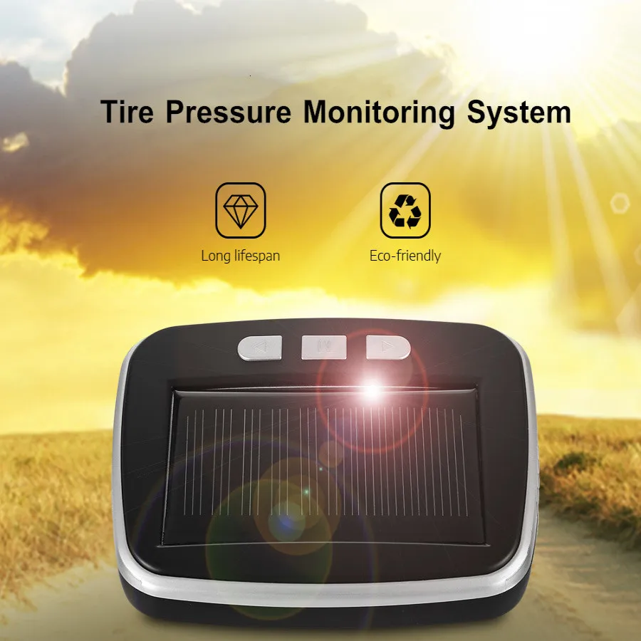 

Car TPMS Solar Powered Tire Pressure Monitoring System Solar Charging LCD Display Auto Alarm System with 4 External Sensor