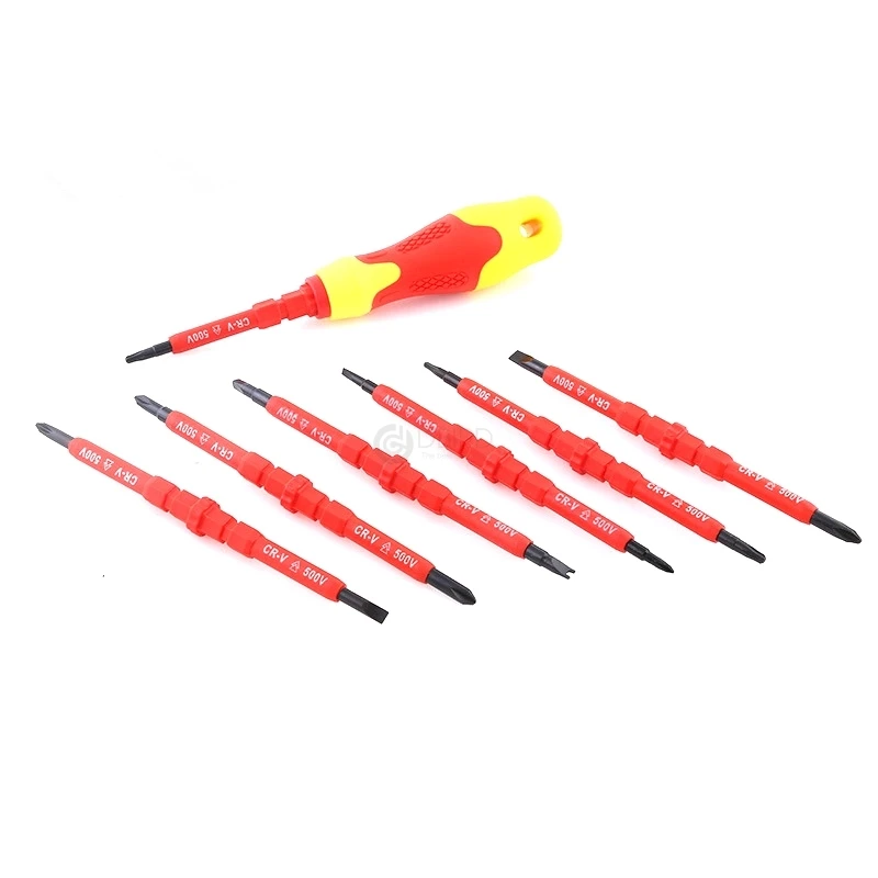 

8 Pcs/set Multi Purpose Screwdriver Cr-v Screwdriver Isolated High Voltage Household Hand Tool Double Head Electricians Tool Kit