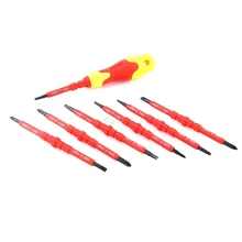 8 Pcs/set Multi Purpose Screwdriver Cr-v Screwdriver Isolated High Voltage Household Hand Tool Double Head Electricians Tool Kit 9 in 1 electricians grade insulated screwdriver set pp coating anti shock red handled magnetic head 1000volt repair hand tool