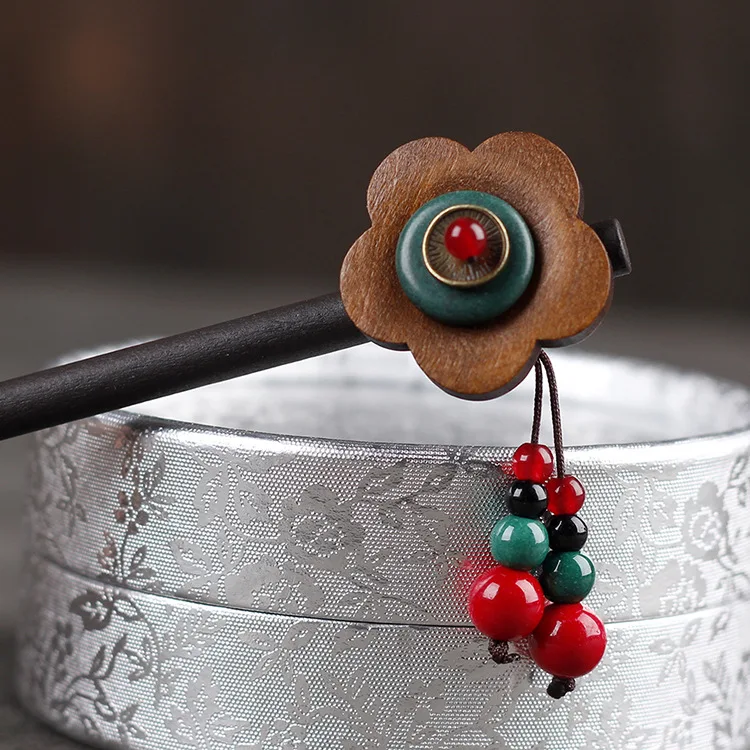 

BYSPT Hairpin Chinese Retro Ethnic Cloisonne Hair Stick Handmade Hairpins Jewelry Vintage Chinese Hair Accessories