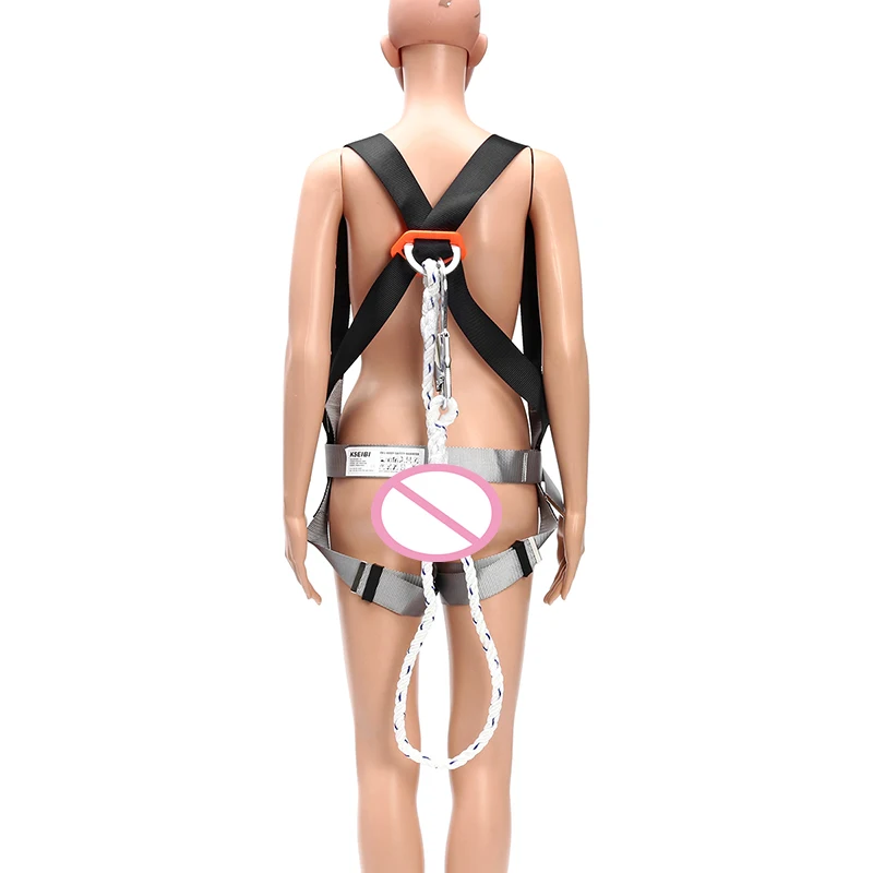 

100kg Load Full Body Harness Belt Safety Fall Protection Kit with Shock-absorbing Rope for Outdoor Rock Climbing Shoulder Strap