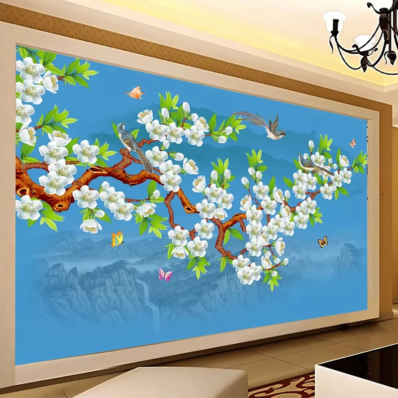 

Custom Any Size 3D Photo Wallpaper Hand Painted Birds Flowers Mural Chinese Style Living Room Bedroom Wall Papers Home Decor Art