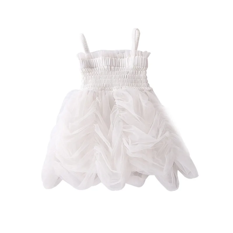 Cute Baby Girls Dress Tutu Bubble Party Dress Strapped Tulle Ball Gown Wedding Occasion Birthday Clothes Toddler Infant Dress